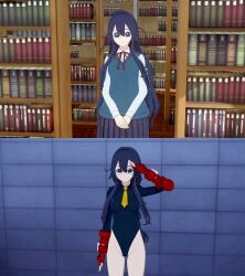  3d before_and_after blue_hair djiwedmewj empty_eyes femsub long_hair school_uniform shadaloo_dolls shizuka_yoshimoto street_fighter the_100_girlfriends_who_really,_really,_really,_really,_really_love_you 