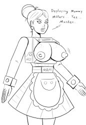  breasts erect_nipples female_only femsub large_breasts milf original polmanning robot robot_girl robotization sketch spiral_eyes svetta_(svettak92) text 