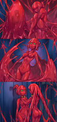  absurdres breasts cleavage comic female_only femdom femsub goo_girl green_eyes ibenz009 jellax large_breasts madam_secretary madam_secretary_(character) monster_girl sailor_moon_(series) slime transformation twintails 