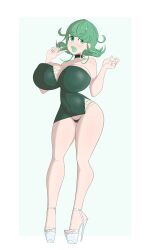  bimbofication breast_expansion breasts female_only femsub green_hair green_lipstick high_heels huge_breasts large_breasts one_punch_man sealguy solo tatsumaki_(one_punch_man) 