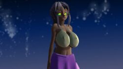  3d animated bra braid breasts dark_skin dazed dead_source disney erect_nipples female_only femsub huge_breasts kaa_eyes large_breasts long_hair midriff mmd navel night open_mouth otherpics shanti simple_background skirt sleepy the_jungle_book video 