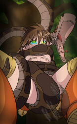  bestiality bondage brown_hair coils disney elf elf_ears femsub forest gag kaa kaa_eyes nowa_(queens_blade) nude queens_blade renaissanceofchaos sex small_breasts snake the_jungle_book twintails 