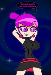 alternate_costume arms_above_head assertive_sub corruption dialogue english_text evil_smile female_only femsub happy_trance hypnoscream jupiter_(pokemon) nintendo pokemon pokemon_diamond_pearl_and_platinum purple_hair ring_eyes solo speech_bubble story team_galactic text