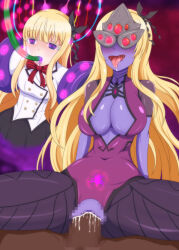  ahegao before_and_after blonde_hair blush boarding_school_juliet brain_injection breast_expansion breasts cleavage corruption crossover crotch_tattoo empty_eyes enemy_conversion expressionless eye_mask femsub juliet_persia large_breasts overwatch penis purple_eyes purple_skin ribbon sex sitting tentaclejob tentacles thick_thighs thighs tight_clothing tongue_out transformation vaginal widowmaker yakhina_niziyume 