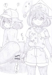  ass banshou blush bodysuit censored cum cum_in_pussy female_protagonist_(pokemon_winds_and_waves) femsub greyscale hat japanese_text long_hair looking_back monochrome nintendo open_mouth penis pokemon pokemon_winds_and_waves sex sweat text torn_clothes traditional translation_request vaginal 