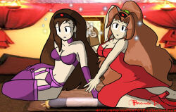 aerith_gainsborough breasts brokenteapot brown_hair empty_eyes expressionless female_only femsub final_fantasy final_fantasy_vii gloves hair_band headband high_heels hypnotic_accessory large_breasts lingerie long_hair opera_gloves tech_control thighhighs tifa_lockhart twintails underwear