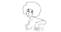  afro animated animated_gif awmbh breasts consensual dialogue female_only femsub greyscale machiatto(awmbh) monochrome open_mouth sleeping text topless western 
