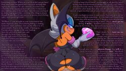  bat_girl bat_wings breasts caption dialogue femdom furry gloves glowing glowing_eyes hypnotic_accessory hypnotic_eyes imadeej large_hips looking_at_viewer looking_back male_pov manip orange_skin pov pov_sub reverse_cowgirl rouge_the_bat sex smile sonic_the_hedgehog_(series) suppas_(manipper) text vaginal white_hair wings 