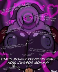  androgynous_sub dark_skin femdom glowing_eyes huge_breasts hypnotic_breasts hypnotic_eyes kilroylucy18 large_breasts milf mommy_fetish mori_emantsal_(kilroylucy18) moth_girl original paizuri pov pov_sub smile text 