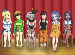 artist_request barefoot bea_(pokemon) chie_satonaka dark_skin empty_eyes fairy_tail feet femsub fire_force happy_trance levy_mcgarden lucy_heartfilia maki_oze nessa_(pokemon) nintendo persona_(series) persona_4 pokemon pokemon_sword_and_shield