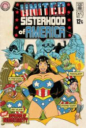  collar columbia_(maggotmike) dark_skin femsub fourth_of_july green_hair green_skin happy_trance light_skin long_hair mach_turtle_(maggot_mike) maggotmike mermaiden_(maggot_mike) muscle_girl one-piece_swimsuit original saluting she-devil_(maggot_mike) text winged_woman_(maggot_mike) 