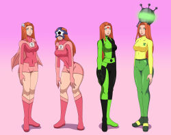  absurdres atom_eve bare_legs bodysuit breasts cameltoe cape card dc_comics dlobo777 drool empty_eyes enemy_conversion female_only femsub green_eyes happy_trance helmet invincible jimmy_neutron_(series) leaning_forward mad_hatter microchip multiple_doms multiple_views nickelodeon parasite red_hair simple_background slouching smile solo starro super_hero tech_control unhappy_trance yolkian 