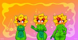 anus apron ass bottomless breasts drool heart heart_eyes nnyd00 nude open_mouth orange_skin pendulum pink_eyes plant plant_girl plants_vs._zombies smile solar_flare spread_anus topless
