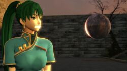  3d amateurthrowaway animated animated_gif breasts clothed empty_eyes female_only femsub fire_emblem fire_emblem_the_blazing_blade gag green_hair hypnotic_orb large_breasts long_hair lyndis magic nintendo orb ponytail resisting source_filmmaker tape_gag 
