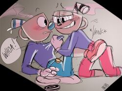 blush cuphead cuphead_(character) happy_trance incest male_only maledom malesub mello_pop mugman ring_eyes text