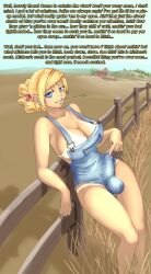  balls blonde_hair blue_eyes breasts bulge caption cleavage dialogue freckles futa_only futadom futanari hair_ribbon large_balls large_breasts leotard looking_at_viewer majalis manip original penis pov pov_sub ribbon solo spiral_eyes symbol_in_eyes tan_lines text vorp_(manipper) 