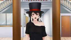  animated bare_shoulders black_hair breast_expansion breasts changer_(character) chien_vietnam femsub finger_snap happy_trance large_breasts multicolored_hair nude red_eyes resisting sound spiral_eyes top_hat video virtual_youtuber voice_acted 