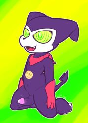 digimon erection furry happy_trance imp impmon kneeling male_only malesub open_mouth penis spiral_eyes symbol_in_eyes ultilix