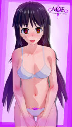  3d bra brown_eyes brown_hair cbhm crotch_tattoo femsub kneeling original panties tattoo underwear unusual_pupils white_panties 