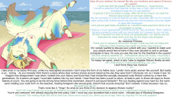  animal_ears beach bottomless breasts caption demicoeur dog_girl exhibitionism female_only femsub furry green_eyes jjmayoboy_(manipper) maledom manip multicolored_hair non-human_feet nude smile tagme tail text topless wolf_girl 