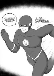 abarus clothed dc_comics dialogue english_text male_only monochrome running super_hero text the_flash the_flash_(series)