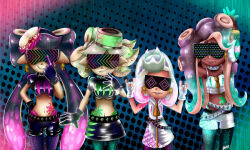  callie_(splatoon) cousins dark_skin enemy_conversion female_only femsub happy_trance hypnoshades inkling latex mamajebbunfanart marie_(splatoon) marina_(splatoon) midriff mole nintendo octoling off_the_hook pearl_(splatoon) splatoon splatoon_2 squid_sisters studded_collar sunglasses tattoo tech_control tentacles thighhighs twintails 