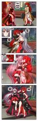  a_(adzrcool45) alternate_costume arms_above_head aura banagherlinks bare_legs clothed comic dialogue english_text eye_color_change femsub grey_hair high_heels himeko_(honkai_star_rail) honkai_impact_3rd honkai_star_rail hug hypnotic_kiss kiana_kaslana kissing legs long_hair maledom orange_hair original possession red_eyes speech_bubble text thought_bubble yuri 