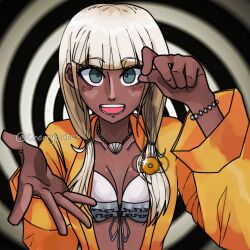  angie_yonaga cherrycubes dangan_ronpa dangan_ronpa_v3 dark_skin female_only femdom pendulum pov_sub solo spiral tagme white_hair 