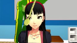  3d animated black_hair breasts chie_satonaka clothed dazed eye_roll female_only femdom femsub hair_band happy_trance large_breasts long_hair open_mouth pendulum persona_(series) persona_4 pocket_watch tagme tracksuit video vynil yukiko_amagi 