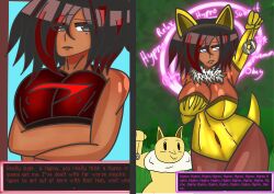  alternate_costume black_hair brown_lipstick crop_top dark_skin denial female_only femsub grey_eyes hypno hypno_outfit instant_loss mole muscle_girl nintendo original pendulum pokemon red_hair short_hair shysketches sierra_starfall_(shyestguy) spiral text 