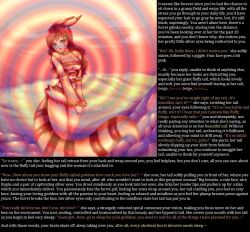 bottomless breasts brown_hair caption caption_only drainedfoxy_(manipper) female_only female_pov femdom femsub furret hypnotic_eyes hypnotic_tail long_hair looking_at_viewer manip nintendo pokemon pov pov_sub smile sukesha-ray tail text