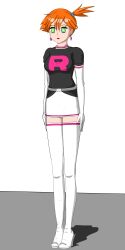 empty_eyes femsub high_heels misty_(pokemon) nintendo opera_gloves orange_hair pokemon short_hair spiral_eyes standing_at_attention surrisaki team_rocket thigh_boots