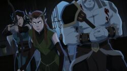  black_hair clothed critical_role dungeons_and_dragons elf elf_ears eye_color_change femsub freckles grog_(critical_role) keyleth maledom malesub multiple_boys multiple_girls multiple_subs official possession red_hair screenshot vex'ahlia_de_rolo 