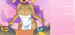  animated animated_gif apron ass breasts bulby_(manipper) dancing dark_skin elf_ears food happy_trance huge_ass huge_hips hypnotic_drug jewelry large_ass large_breasts large_hips long_hair manip minus8 naked_apron ponytail purple_hair shantae shantae_(series) steam text very_long_hair 