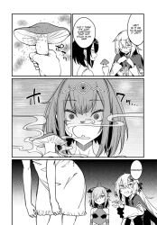 akatsuki_(furoufushi) comic demon_girl dress empty_eyes english_text female_only femsub fujihan furoufushi_shoujo_no_naedoko_ryokouki hypnotic_smell long_hair monochrome mushroom official pandora_(furoufushi) plute_(furoufushi)
