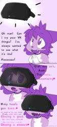 collar comic drool furry gradient_text happy_trance kaitty_(kaittycat) kaittycat open_mouth original purple_eyes purple_hair ring_eyes tech_control text tongue tongue_out visor