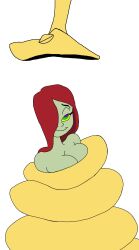  bondage bottomless breasts coils colorrings dangerouspython2 dc_comics green_skin imminent_vore kaa_eyes nude poison_ivy red_hair smile snake topless yellow_skin 