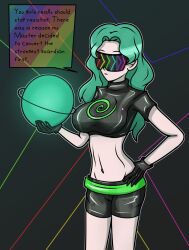 alternate_costume assimilation before_and_after breasts dronification femsub hy2300 hypnoshades hypnotized_hypnotist latex magic magical_girl midriff navel nintendo sailor_moon_(series) sailor_neptune shorts splatoon tech_control text visor