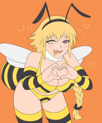  bee_girl bee_suit bikini black_eyes blonde_hair braid breasts drool fate/apocrypha fate/grand_order fate_(series) female_only femsub happy_trance heart heart_eyes heart_hands heterochromia honey jeanne_d&#039;arc_(fate) large_breasts leaning_forward looking_at_viewer love male_pov maledom open_mouth plsgts pov pov_dom smile solo symbol_in_eyes very_long_hair yellow_eyes 