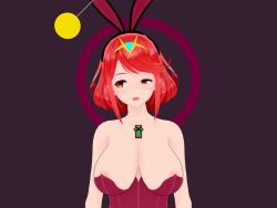 3d animated animated_gif bunny_ears bunny_girl bunnysuit dazed female_only femsub hair_ornament koikatsu! lunastra nintendo pyra_(xenoblade) red_eyes red_hair xenoblade_chronicles xenoblade_chronicles_2 