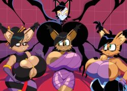  alternate_costume alternate_hairstyle bare_shoulders bimbofication breasts cleavage corruption eye_color_change female_only femsub furry gloves green_eyes hand_on_hip holding_breasts hyper_breasts hypnotized_dom lynx_girl mask multiple_girls multiple_methods_of_hypnosis multiple_persona multiple_subs nicole_the_lynx phage_(sonic) possession red_eyes sonic_the_hedgehog_(series) tech_control turboranger yellow_eyes yellow_sclera 