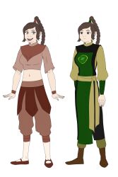 absurdres avatar_the_last_airbender before_and_after brown_hair empty_eyes expressionless female_only femsub grey_eyes joo_dee kommander6084 long_hair midriff navel nickelodeon open_mouth ponytail smile ty_lee western white_background