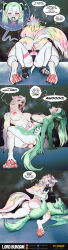  comic corruption cyberpunk_(series) cyberpunk_edgerunners dialogue dog_ears femdom femsub lucy_(cyberpunk) multicolored_hair nude pussy pussy_juice quimera_art rebecca_(cyberpunk) sex speech_bubble tail tail_growth tech_control torn_clothes transformation wolf_girl yuri 