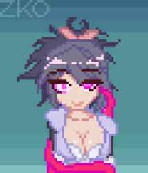  animated animated_gif bouncing_breasts brain_injection breasts cleavage coils dazed ear_sex female_only femsub happy_trance large_breasts pixel_art ponytail ring_eyes sheena_fujibayashi short_hair tales_of_(series) tales_of_symphonia tentacles zko 