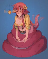  blush breasts coils femsub happy_trance large_breasts midriff miia_(monster_musume) monster_musume naga_girl pendulum red_hair self_coil snake_girl witchysheep 