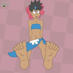  animated animated_gif barefoot crystal dark_skin domedvortex feet female_only femsub foot_focus navel nintendo phoebe_(pokemon) pokemon pokemon_ruby_sapphire_and_emerald 
