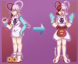  apron before_and_after empty_eyes femsub happy_trance multicolored_hair one_piece stepfordization uta_(one_piece) yourfuckingweeb 