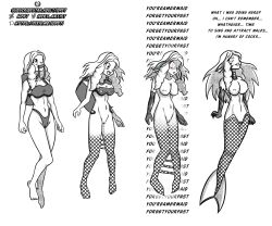  amnesia blonde_hair dead_by_daylight evil_smile femsub fish_girl glowing glowing_eyes happy_trance hypnotized_hypnotist idpet kate_denson mermaid monochrome monster_girl red_eyes scales smile text transformation 