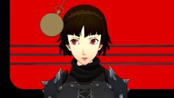 3d animated blender brown_hair clothed femsub happy_trance makoto_niijima pendulum persona_(series) persona_5 pocket_watch short_hair smile spiral_eyes video vynil