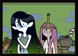 adventure_time blush crown demon_girl discount_supervillain femsub glowing_eyes green_eyes marceline princess_bubblegum undead_girl vampire veins zombie